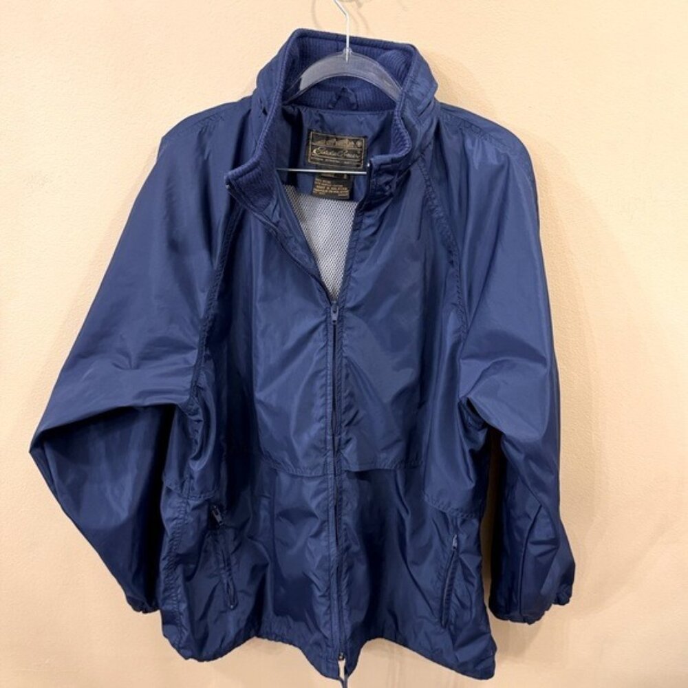 Vintage Eddie Bauer Windbreaker Jacket Navy Blue Women’s Large Seattle Tag EUC